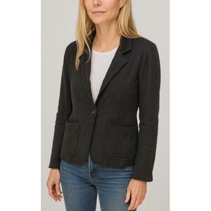 Majestic Filatures Women's Black Cotton Cashmere Knit Blazer Jacket Size 3